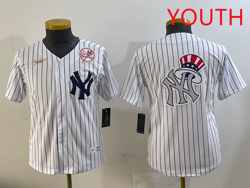 Youth 2025 New York Yankees Blank White Stripe Throwback Nike MLB Jersey style 10->youth mlb jersey->Youth Jersey